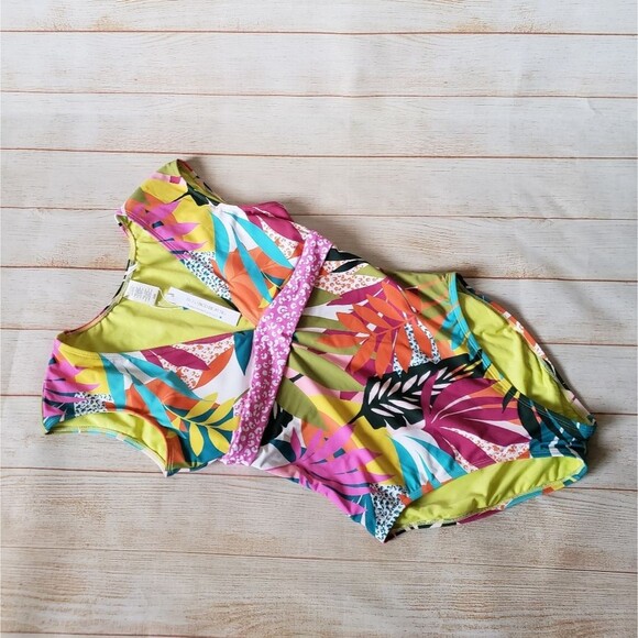 Bleu Rod Beattie Wild At Heart Cap Sleeve Plunge Neck Colorful Tropical … - Picture 4 of 12